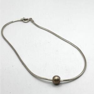 925 Liquid Silver Chain Bracelet or Anklet with Bead – 9 in